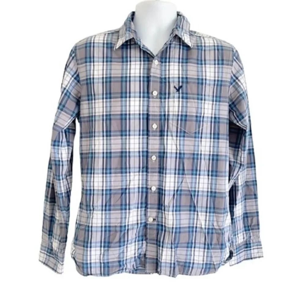 American eagle men’s plaid, athletic fit button down shirt